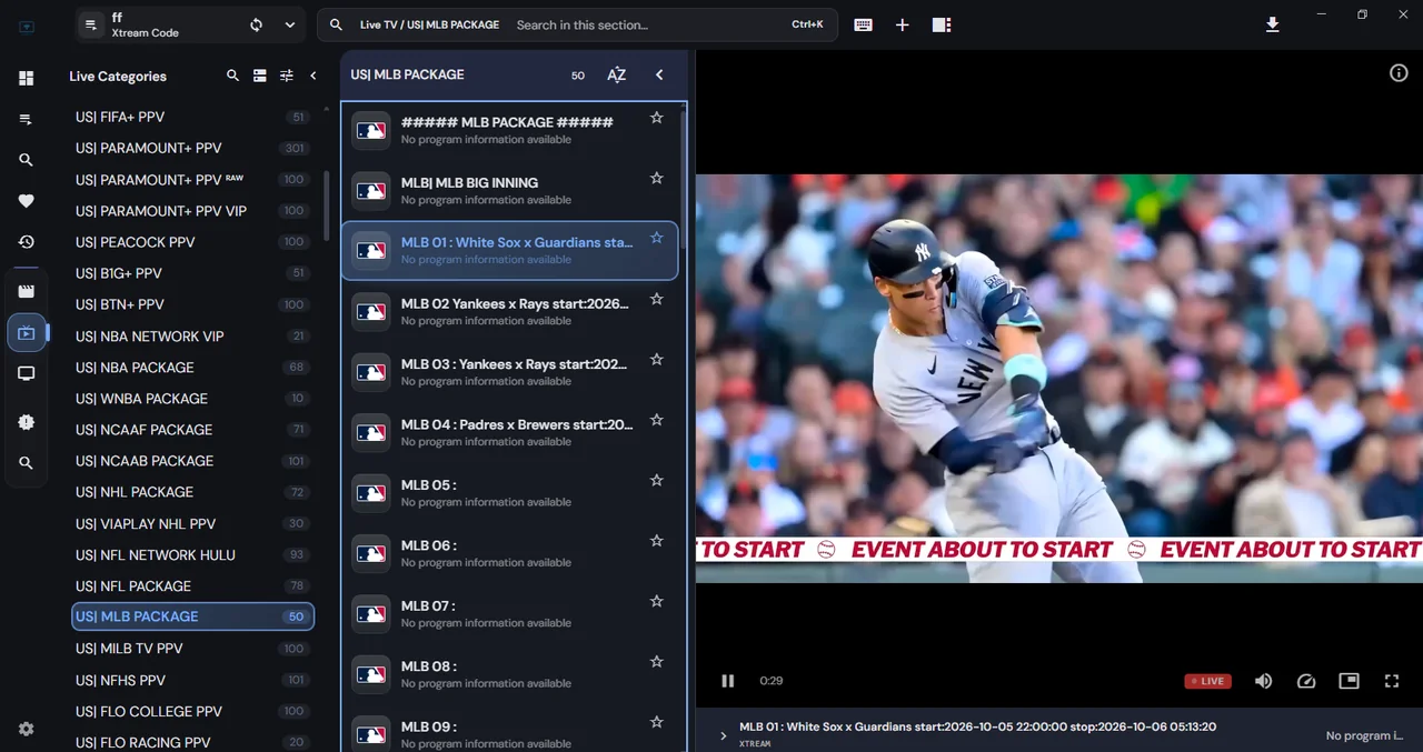 Televo IPTV Smarters Dashboard and channel navigation